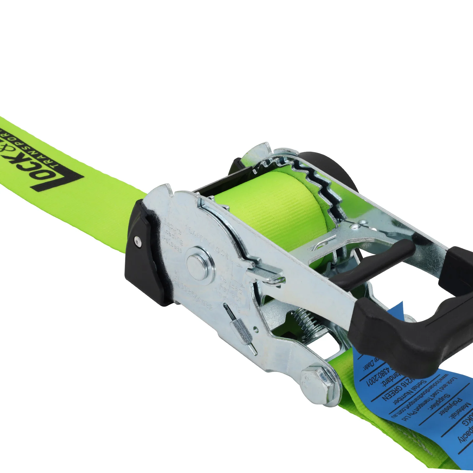 Pair of Green Retractable Ratchet Straps with Swan Hooks 50mm Wide 3m Long - RW216 - Image 12